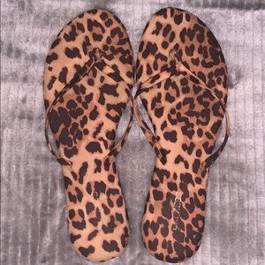 Express leopard flip flops